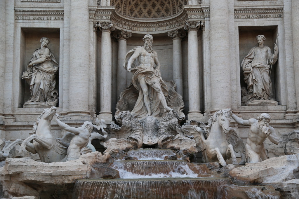 A close-up of the Trevi Fountain.