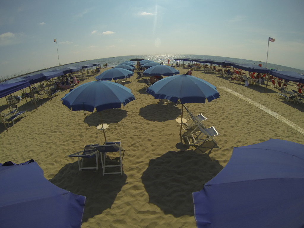 The GoPro view of the beach at Viareggio.