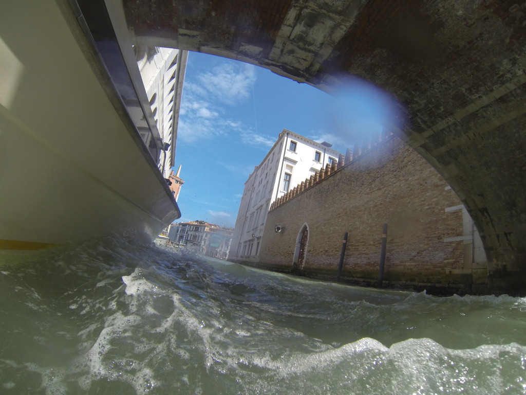 The taxi ride in Venice.